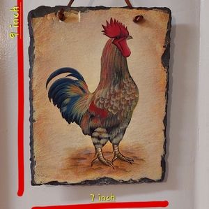 Hand painted rooster on slate